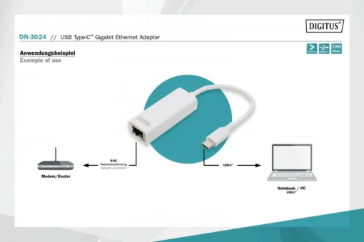 Digitus USB Typ C Network Card Gigabit Ethernet - Image 5