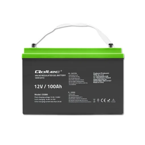 Qoltec Gel battery 12V, 100Ah - Image 5