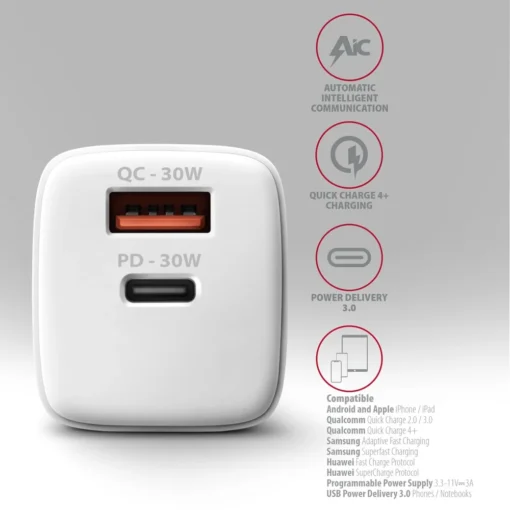 AXAGON AXAGON ACU-PQ30W PD&QC wall charger 30W white - Image 4