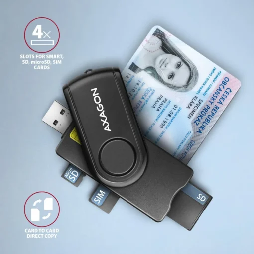 AXAGON AXAGON CRE-SMP2A smart reader + SD/microSD/SIM - Image 3