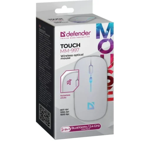 Defender Wireless mouse silent click TOUCH MM-997 battery 800/1200/1600 DPI white - Image 5