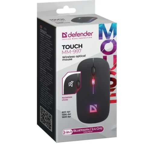 Defender Wireless mouse silent click TOUCH MM-997 battery 800/1200/1600 DPI black - Image 4