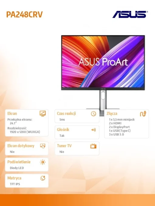 Asus Monitor 24.1 inches PA248CRV BK/5MS/EU/DP/HDMI/TYPEC/USB/speakers - Image 2