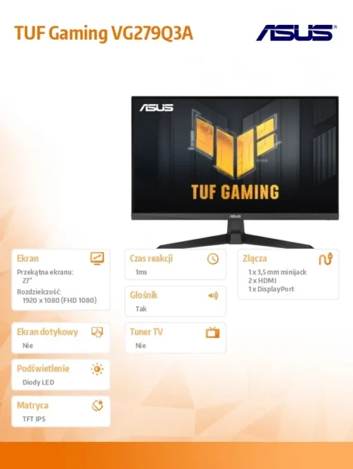 Asus Monitor VG279Q3A 27-inch, Full HD(1920x1080), 180Hz, Fast IPS 2xHDMI DP SPEAKERS - Image 2