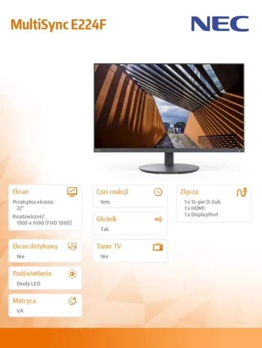 NEC Monitor MultiSync E224F black 22 inches DP HDMI - Image 5
