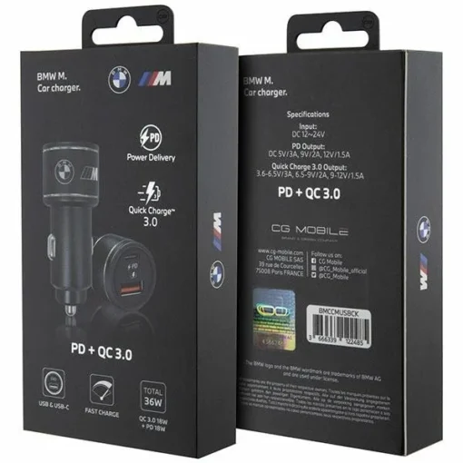 BMW Car charging 20W PD-QC 3.0 Fast charging black - Image 2