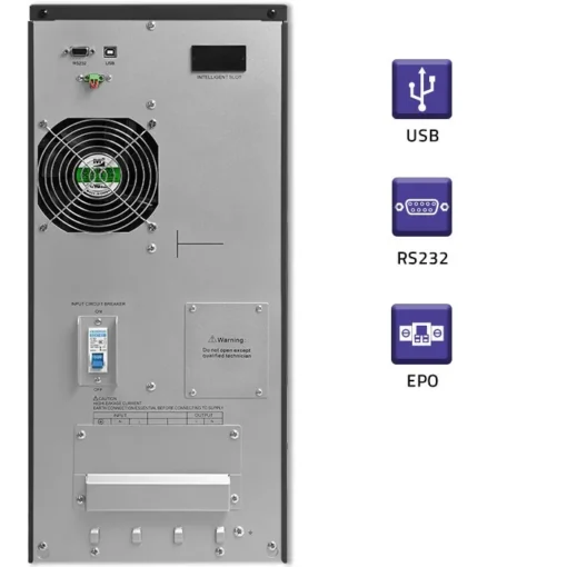 Qoltec UPS on line Pure Sine Wave, 6kVA, 4.8kW, LCD - Image 3