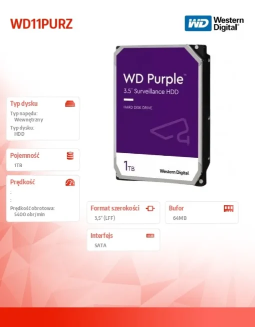 Western Digital Disc Purple 1TB 3.5 inches WD11PURZ - Image 5