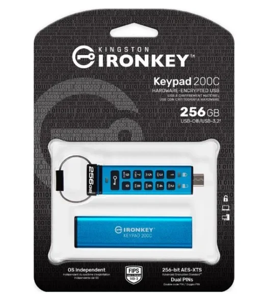 Kingston Pendrive 256GB IronKey Keypad 200 FIPS140-3 Lvl3 AES-256