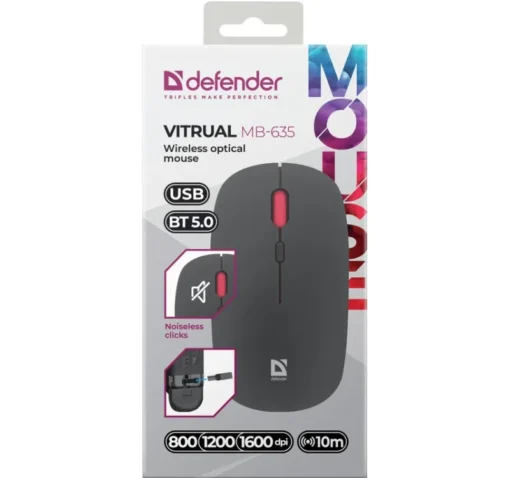 Defender Wireless mouse Silent Click Virtual MB-635 RF+BT 1600DPI 4P - Image 4