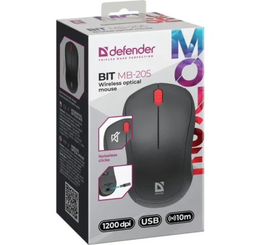 Defender Wireless mouse Silent Click Bit MB-205 RF 1200DPI 3P black - Image 4