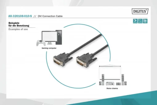 Digitus Cable connetion DVI-D DualLink Typ DVI-D (24+1)/DVI-D (24+1) M/M Black 1m - Image 5