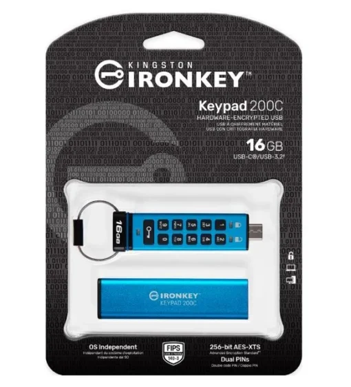 Kingston Pendrive 16GB IronKey Keypad 200 FIPS140-3 Lvl3 AES-256 - Image 2