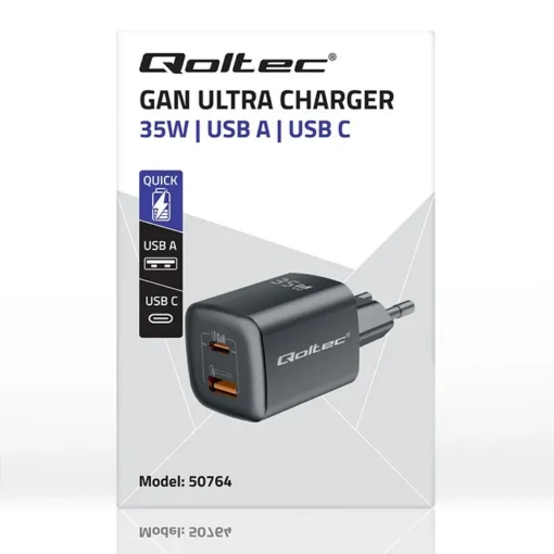 Qoltec GaN ULTRA 35W charger 5V 20V, 2.25A 3A, USB C - Image 3