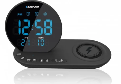 Blaupunkt FM PLL clock radio/ALARM/USB/CR85BK CHARGE/Wireless charging/Indoor/outdoor temperature/black - Image 2