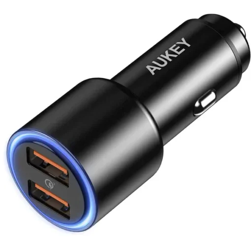 AUKEY CC-Y17S Aluminium зарядно за кола 2xUSB QC 3.0 36W LED - Image 4