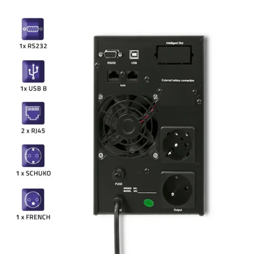 Qoltec UPS On-line Pure Sine Wave 1kVA 800W LCD USB - Image 4