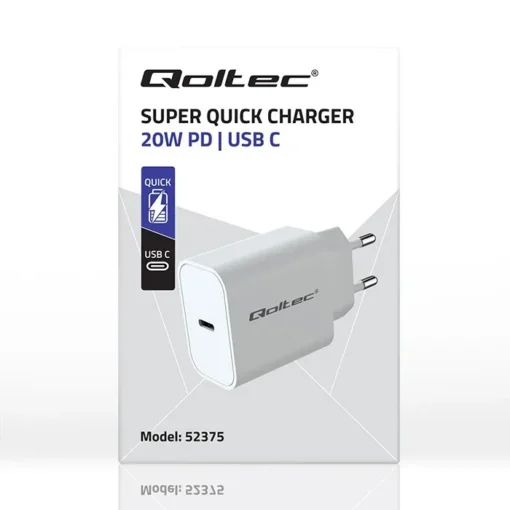 Qoltec Super Quick PD charger USB C, 20W, 5 12V - Image 3