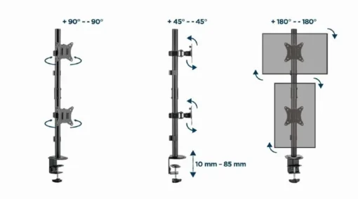 Gembird Mounting arm 2 monitors vertical 17-32 inch 9kg - Image 4