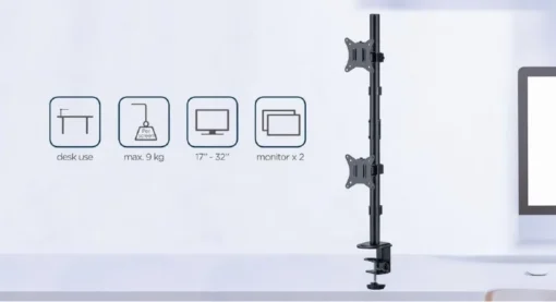 Gembird Mounting arm 2 monitors vertical 17-32 inch 9kg - Image 5