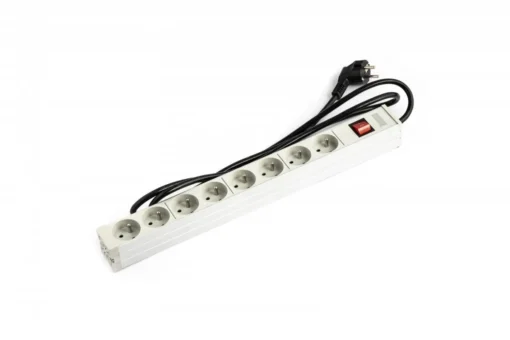 Digitus PDU 19 rack, 8 slots Type E, Schuko plug, 1.8m cable, aluminum switch - Image 2