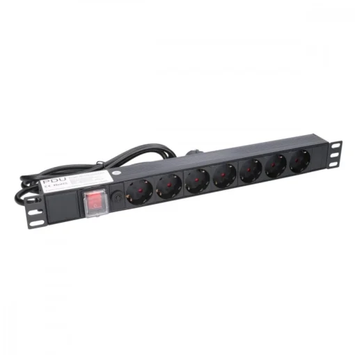 Extralink Power strip 19-inches 1U, 7 sockets, with switch 2m - Image 3