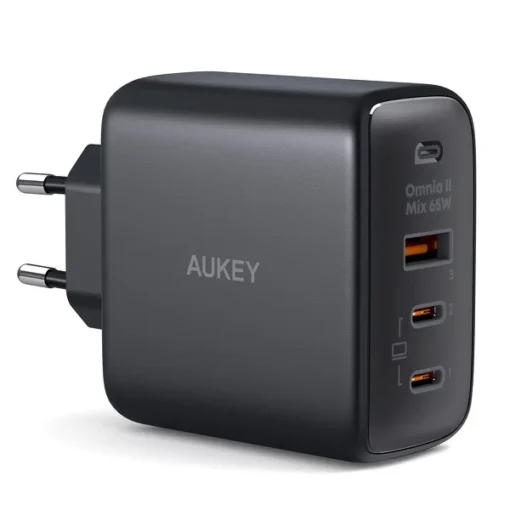 AUKEY AUKEY PA-B6T Black Omni a II GaN Wall Charger 3xUSB (2xUSB C+ 1xUSB A) 65W QC PD