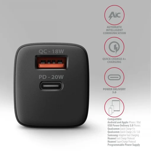 AXAGON AXAGON ACU-PQ20 PD&QC wall charger 20W black - Image 4