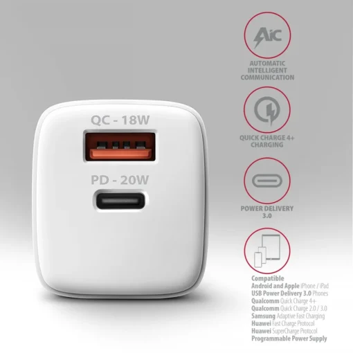 AXAGON AXAGON ACU-PQ20W PD&QC wall charger 20W white - Image 4