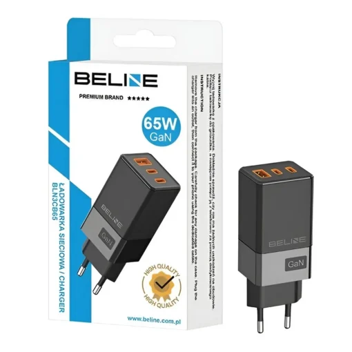 Beline Charger 65W GaN 2xUSB-C +USB-A only head black - Image 2