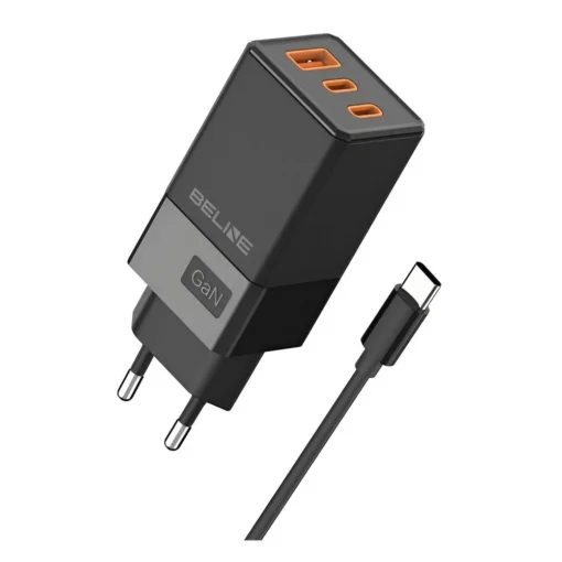 Beline Charger 65W GaN 2xUSB-C +USB-A + USB-C Cable bl