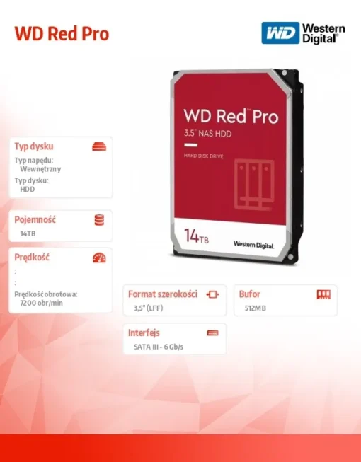 Western Digital HDD WD Red Pro 14TB 3,5 512MB SATAIII/7200rpm - Image 2