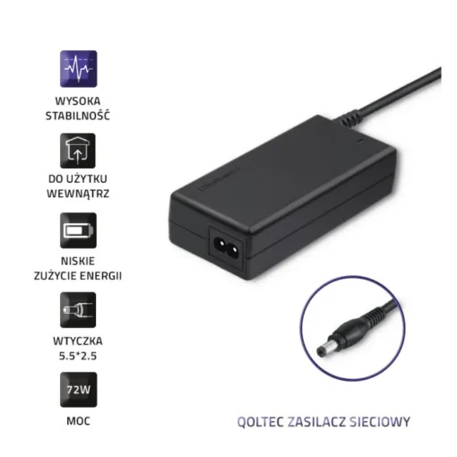 Qoltec AC Adapter 72W 12V 6A 5.5*2.5 - Image 3