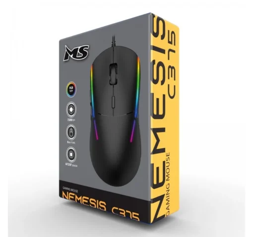 MS Wired gaming mouse Nemesis C375 7200 DPI RGB LED black - Image 5