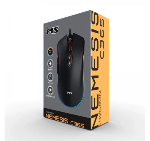 MS Wired gaming mouse Nemesis C365 6400 DPI 7P RGB LED programmable buttons black - Image 5