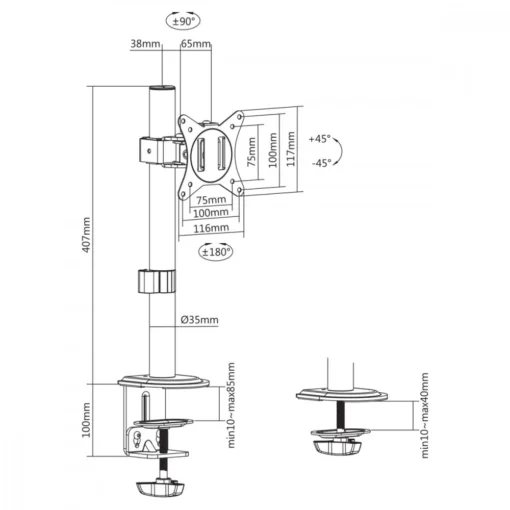 Maclean Monitor Desk Mount Hold er MC-751N - Image 2