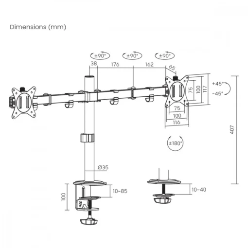 Maclean Double MMonitor Desk Holder MC-754N - Image 4