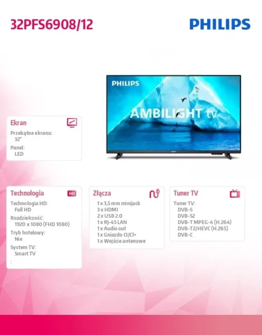 Philips 32 inch LED TV 32PFS6908/12