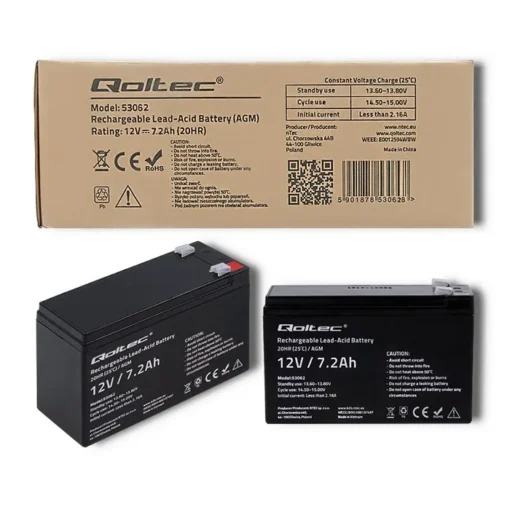 Qoltec AGM battery 12V 7.2Ah, max. 108A - Image 5