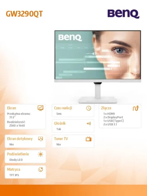 Benq Monitor 31.5 inches GW3290QT 2K 5ms/IPS/HDMI/75Hz - Image 6