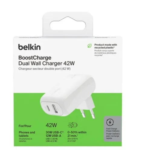 Belkin Charger BoostCharge 42W USB-C 3 0W USB-A 12W white - Image 2