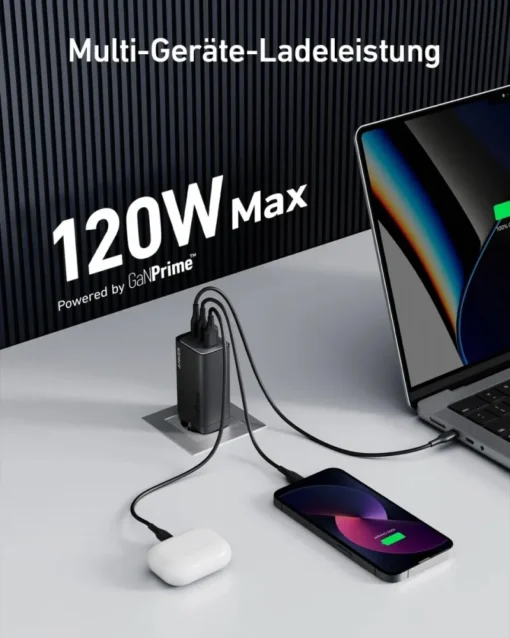 Anker GaN 737 III 2xUSB-C 100 W USB-A 22.5W black - Image 2