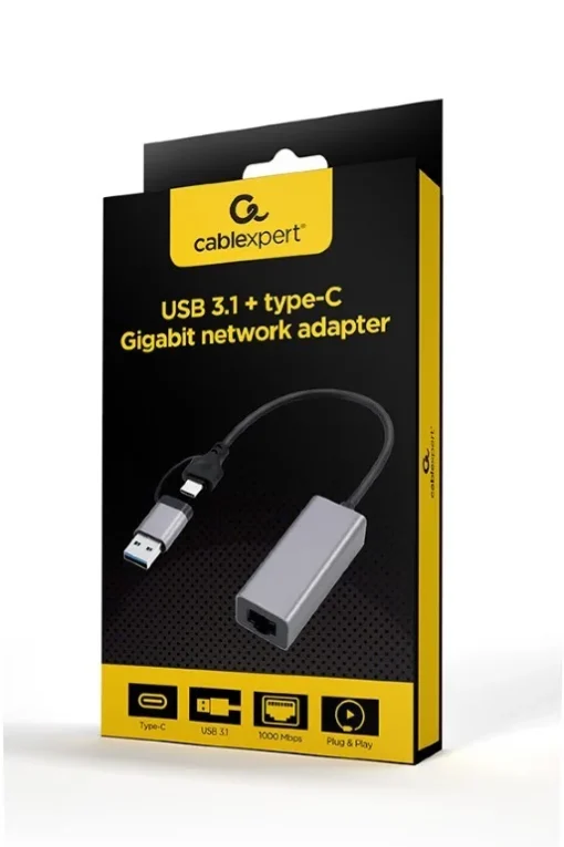 Gembird USB 3.1 + type-C Gigabi t network adapter - Image 2