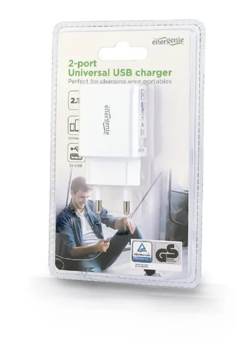 Gembird USB Charger 2-port-A 2.1A White - Image 2