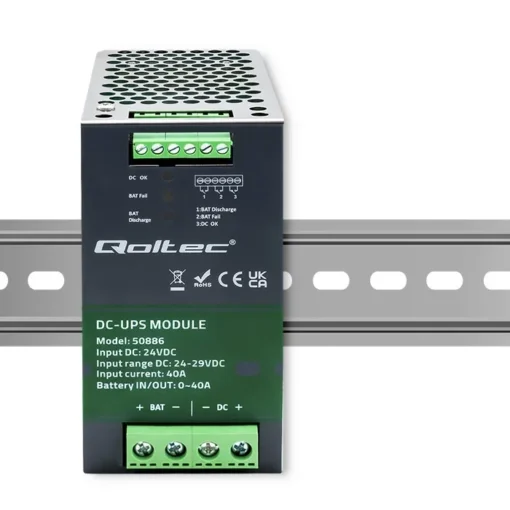 Qoltec UPS DC module for DIN rail, 40A, 24V - Image 3