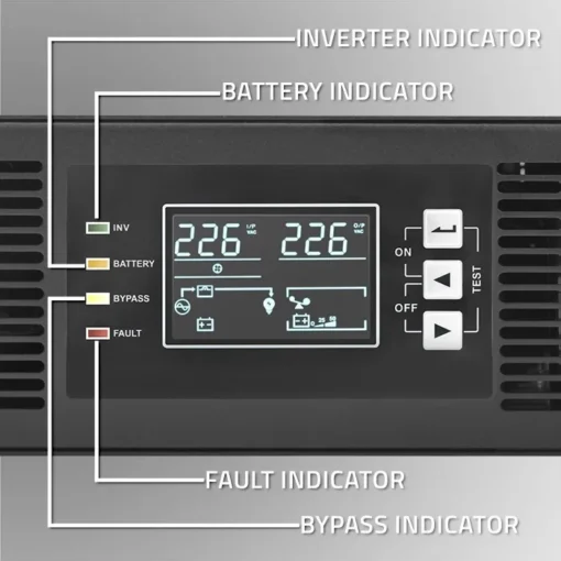 Qoltec UPS for RACK | 2kVA | 2000W | Power Factor 1.0| LCD | On-line - Image 3