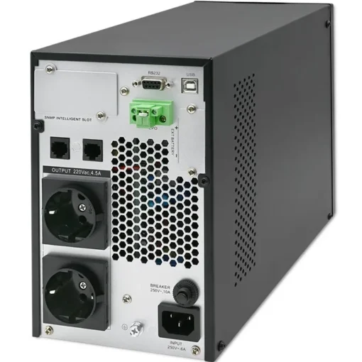 Qoltec UPS 1kVA, 1000W, PF1.0 LCD,EPO,USB,On line - Image 2