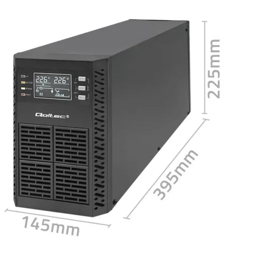 Qoltec UPS 2kVA, 2000W, PF 1.0 LCD, EPO, USB, On line - Image 5