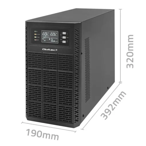 Qoltec UPS 3kVA, 3000W, PF 1.0 LCD, EPO, USB, On line - Image 4