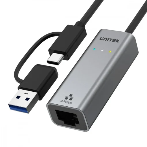 Unitek Adapter USB-A/C 3.1 GEN1 RJ45; 25 Gbps; U1313C